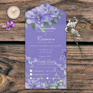 Rustikale Peri-Blume & Butterfly Lila Abendessen All In One Einladung