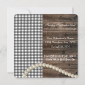 Rustikale Perlen & Spitzen Bridal Dusche Einladung (Rückseite)