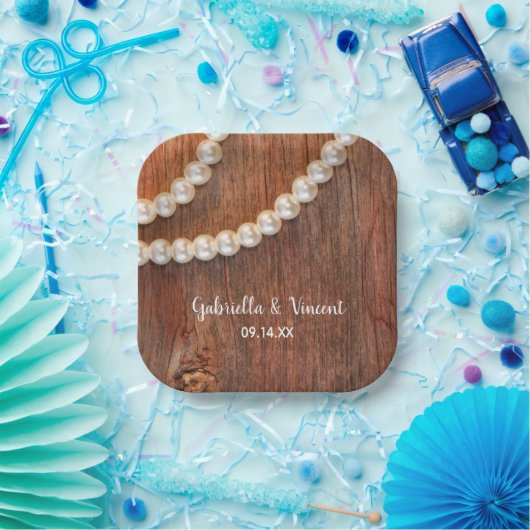 Rustikale Perlen und Braunwaldlandschaften Pappteller (Party)