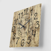 Rustikale Personalisiert-braune Holzzeit Quadratische Wanduhr (Winkel)