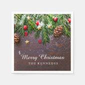 Rustikale Personalisiert frohe Weihnachten Serviette (Vorderseite)