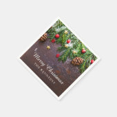 Rustikale Personalisiert frohe Weihnachten Serviette (Ecke)