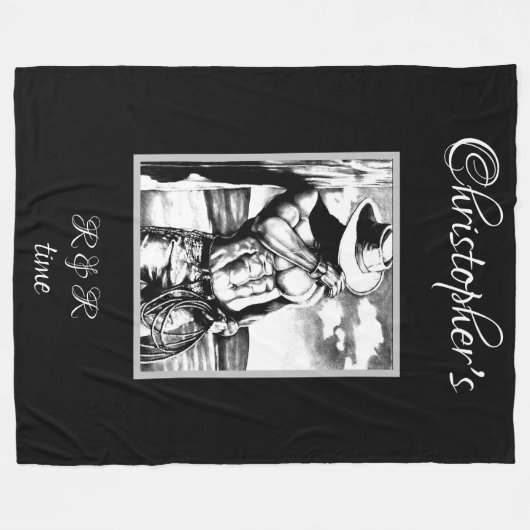 Rustikale Personalisierte Bezeichnung Western Kuns Fleecedecke (Vorderseite (Horizontal))