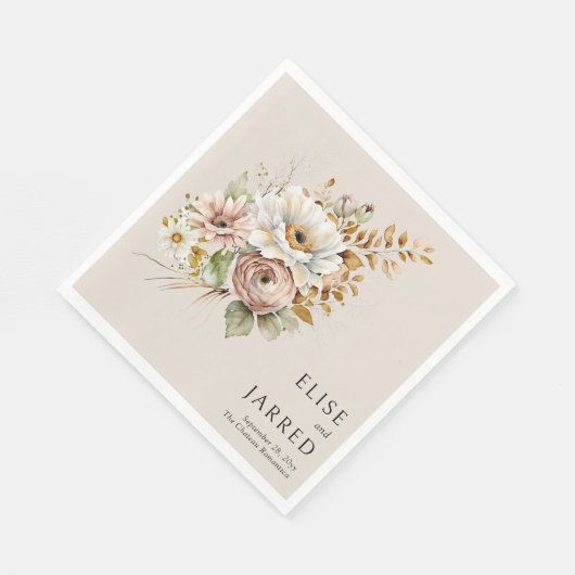 Rustikale Personalisierte Blütenbraun-neutrale Hoc Serviette (Ecke)
