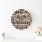 Rustikale personalisierte Brown-Holz-Gewohnheit Große Wanduhr (Zuhause)