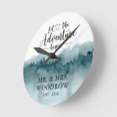 Rustikale Personalisierte Hochzeit New Yorker Groß Runde Wanduhr (Winkel)