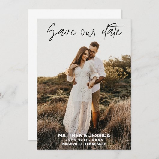 Rustikale Personalisierte Hochzeit retten das Datu Save The Date (Vorne/Hinten)