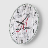Rustikale Personalisierte Hochzeiten Mit Monogramm Große Wanduhr (Winkel)