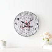 Rustikale Personalisierte Hochzeiten Mit Monogramm Große Wanduhr (Zuhause)