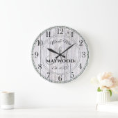 Rustikale Personalisierte Hochzeiten Mit Monogramm Große Wanduhr (Zuhause)