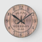 Rustikale Personalisierte Hochzeiten Runde Wanduhr (Vorderseite)