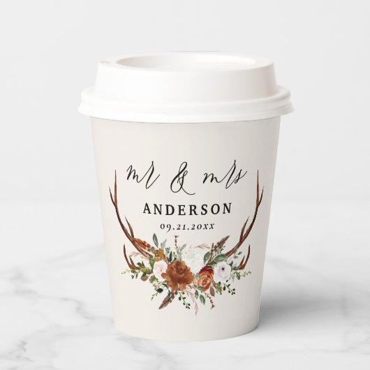 rustikale personalisierte Jungfrau  Pappbecher (Rückseite)