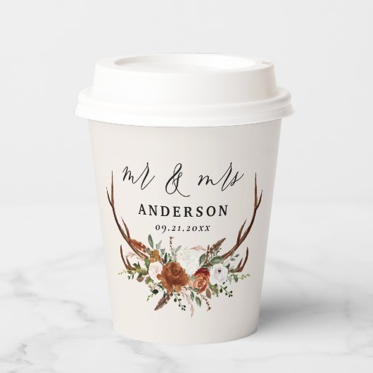 rustikale personalisierte Jungfrau  Pappbecher (Vorderseite)