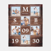 Rustikale Personalisierte Monogramm-Paare FotoColl Fleecedecke (Vorderseite)