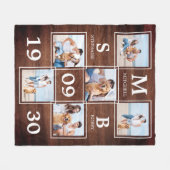 Rustikale Personalisierte Monogramm-Paare FotoColl Fleecedecke (Vorderseite (Horizontal))