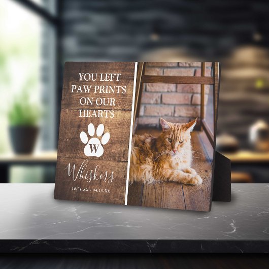 Rustikale Personalisierte Paw Print Cat in Love Me Fotoplatte