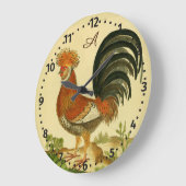 Rustikale Personalisierte Roster-Hähnchen-Hunde Große Wanduhr (Winkel)
