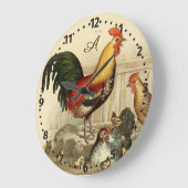 Rustikale Personalisierte Roster-Hähnchen-Hunde Große Wanduhr (Winkel)
