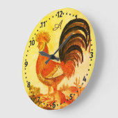 Rustikale Personalisierte Roster-Hähnchen-Hunde Große Wanduhr (Winkel)