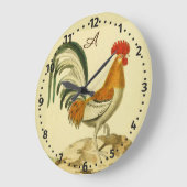 Rustikale Personalisierte Roster-Hähnchen-Hunde Große Wanduhr (Winkel)