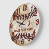 Rustikale, Personalisierte Vintage Baseballmauer Große Wanduhr (Winkel)