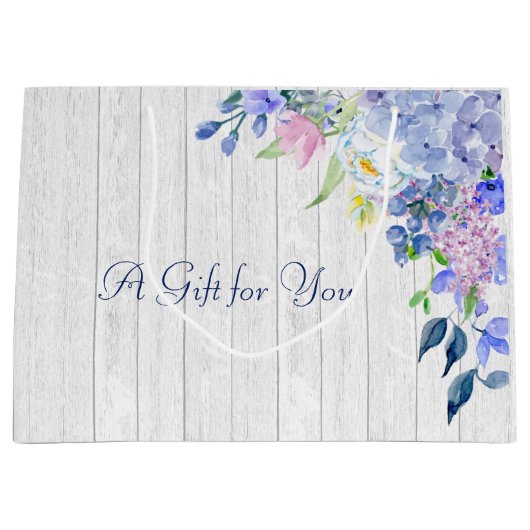 Rustikale Personalisierte Wasserfarbe Lila Hydrang Große Geschenktüte (Vorderseite)