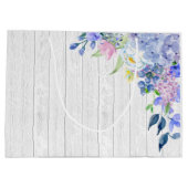 Rustikale Personalisierte Wasserfarbe Lila Hydrang Große Geschenktüte (Rückseite)