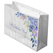 Rustikale Personalisierte Wasserfarbe Lila Hydrang Große Geschenktüte (Vorderseite Schrägansicht)