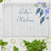 Rustikale Personalisierte Wasserfarbe Lila Hydrang Küchentuch (Gefaltet)