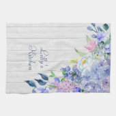 Rustikale Personalisierte Wasserfarbe Lila Hydrang Küchentuch (Horizontal)