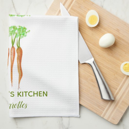 Rustikale Personalisierte Wasserfarbkarotten Geschirrtuch (Viertel Falte)