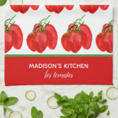 Rustikale Personalisierte Wasserfarbtomaten Geschirrtuch (Gefaltet)