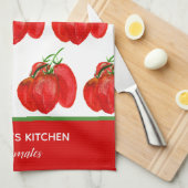 Rustikale Personalisierte Wasserfarbtomaten Geschirrtuch (Viertel Falte)