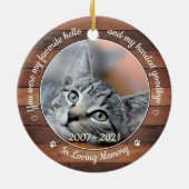 Rustikale Pet Memorial Favorit Hallo Hardest Goodb Keramik Ornament (Hinten)