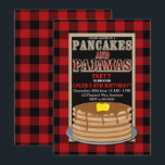 Rustikale Pfannkuchen und Pajamas Rotes Schwarzes  Einladung<br><div class="desc">Einladungen</div>