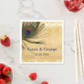 Rustikale Pfauenfeder personalisierte Servietten (Beispiel)