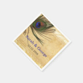 Rustikale Pfauenfeder personalisierte Servietten (Ecke)