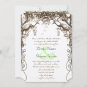 Rustikale Pfauenvögel, Vintag Einladung (Vorderseite)