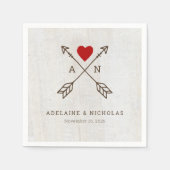 Rustikale Pfeile Rotes Herz Hochzeit Serviette (Vorderseite)