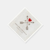 Rustikale Pfeile Rotes Herz Hochzeit Serviette (Ecke)
