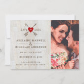 Rustikale Pfeile Rotes Herz Save The Date (Vorderseite)