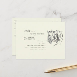 Rustikale Pferde Nuzzles Cream Brautparty Postkarte