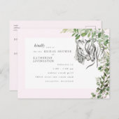 Rustikale Pferde Nuzzrosa Brautparty Einladungspostkarte (Vorne/Hinten)