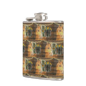 Rustikale Pferde Sonnenblumen Wagon Wheel Cowboy B Flachmann (Links)