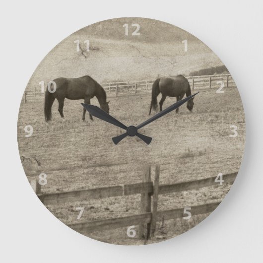 Rustikale Pferdefarm Große Wanduhr (Vorderseite)