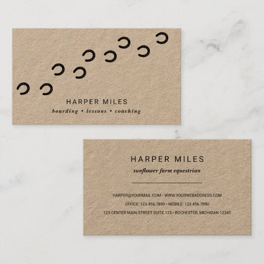 Rustikale Pferdehornbahn Visitenkarte (Vorne/Hinten)