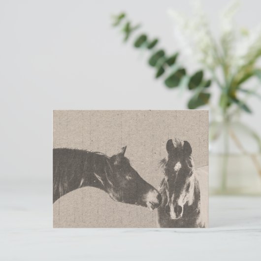 Rustikale Pferdeköpfe Postkarte (Stehend Vorderseite)