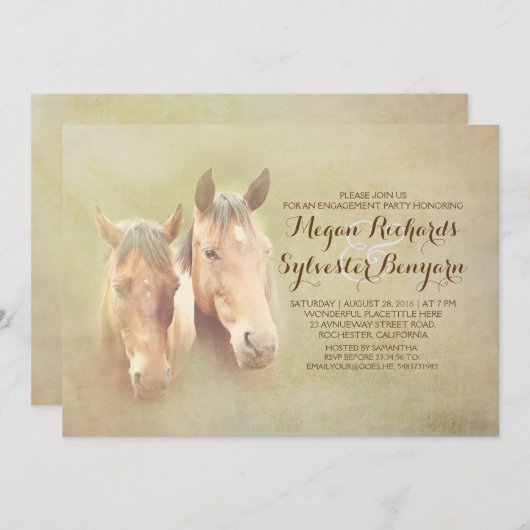 Rustikale Pferdeschlittenparty Einladung (Vorne/Hinten)