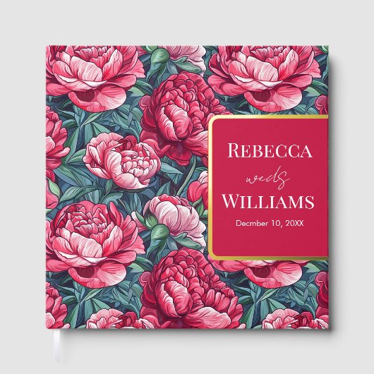 Rustikale Pfingstrosen Blumen Scheunen Hochzeit Gästebuch (Vorderseite)