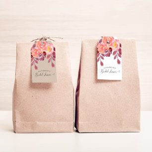 Rustikale Pfingstrosen Elegante Schrift Brautparty Geschenkanhänger